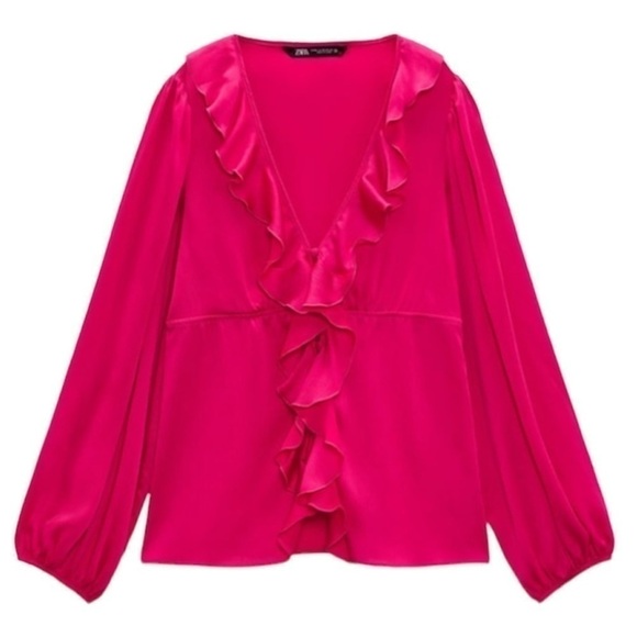 ZARA Ruffled Blouse Small - Picture 6 of 7